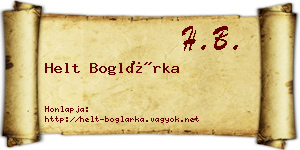 Helt Boglárka névjegykártya