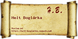 Helt Boglárka névjegykártya